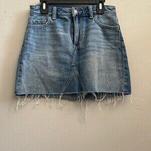 Hollister Blue Distressed Cut-off High-rise Women's Jean Skirt Size 0